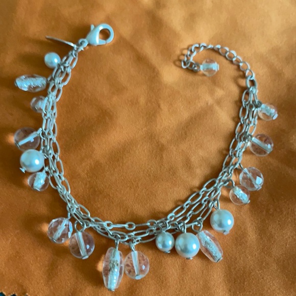 White House Black Market Jewelry - WHBM silver and pearl multi row dangling bracelet